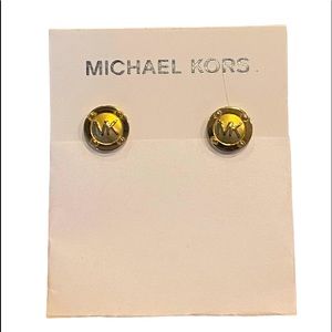 Michael Kors Gold MK Round Stud Earrings